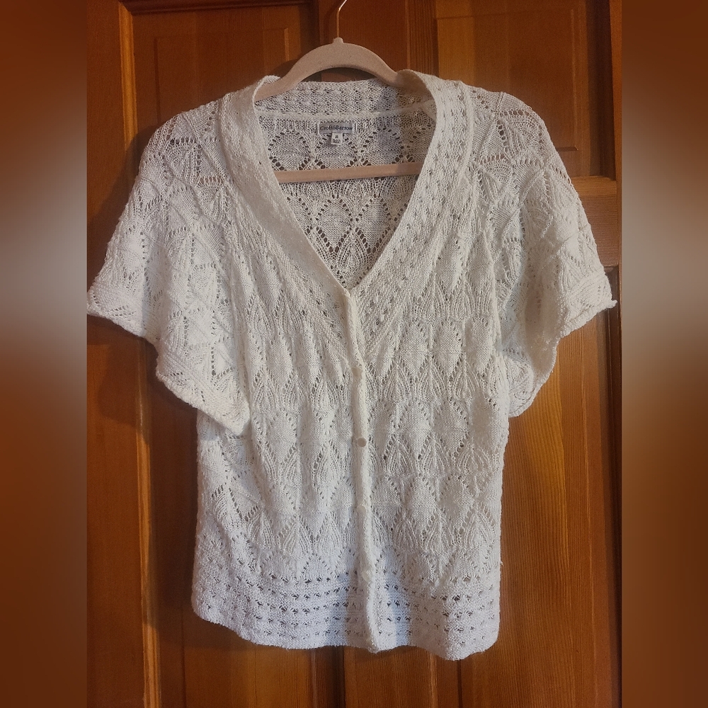 Croft & Barrow Off-White Lace Knit Women's Sweater Top Sz Medium